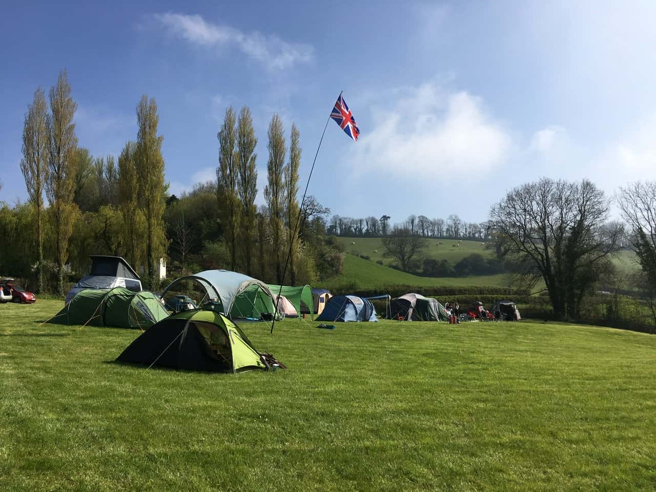 A field full of tents camping in Devon