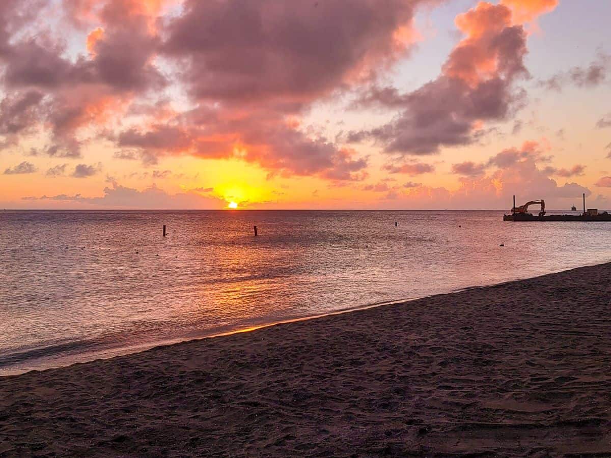Beautiful sunset over the Caribbean sea in St Kitts, perfect activity for a honeymoon