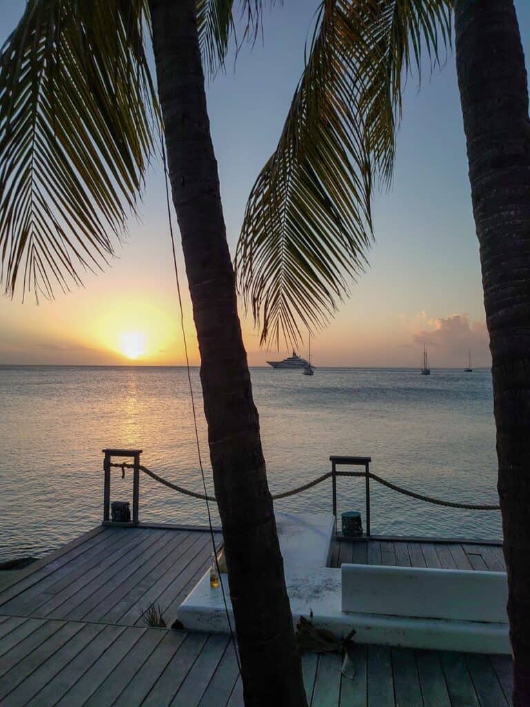 The deck at Salt Plage part of White House Bay beach in St Kitts.